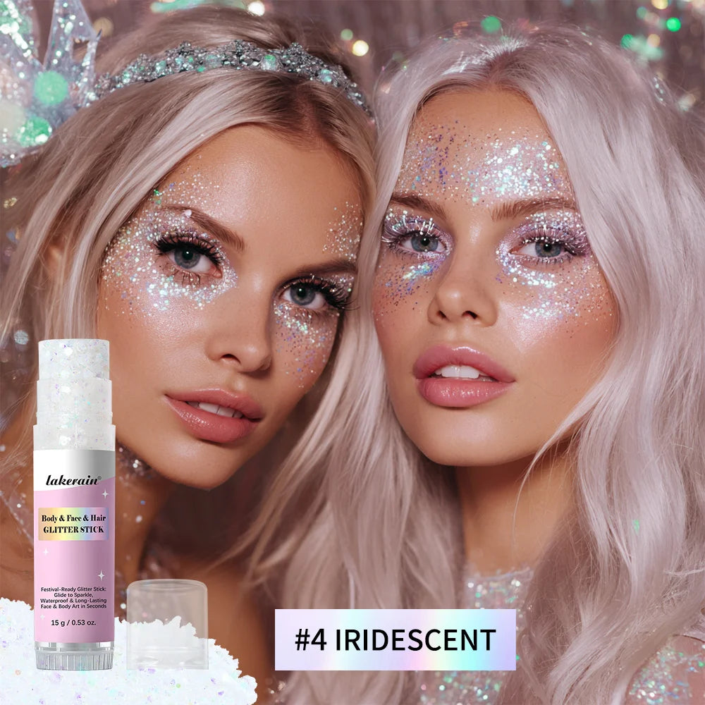 Shiny Glitter Gel Stick Highlighter, Sparkling Sequins Pearl White Pink Eyeshadow, Face Body Brighten Makeup for Stage & Daily L Peaceful Pleasures Health and Wellness