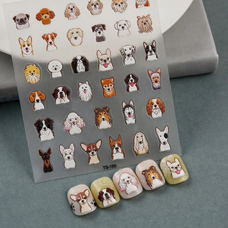 Puppy Dots Series 5D Nail Stickers Back Glue Nail Slider Designs Sliders Women Nails Art Decor Peaceful Pleasures Health and Wellness onesize