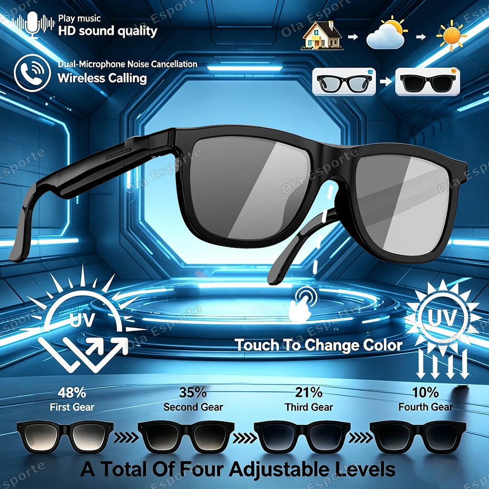 Smart Bluetooth Sunglasses | Electrochromic Lens & AI Audio