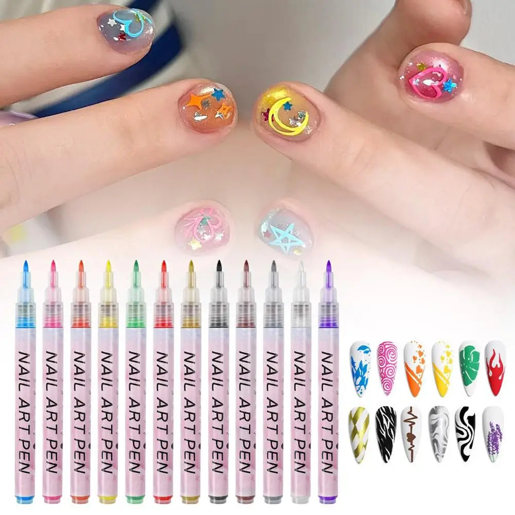 Graffiti Nail Art Pen Set Quick-drying DIY Nail Art Drawing Pen Abstract Line Manicure Tool Painting Liner For Salon Nail Art Peaceful Pleasures Health and Wellness