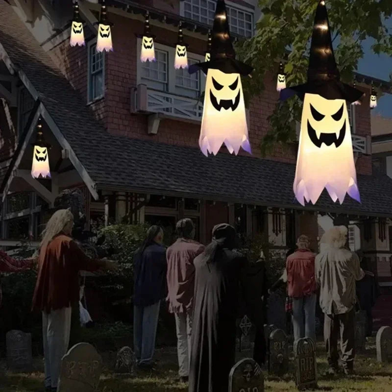 LED Ghost Hanging Lamp Halloween Spooky Decor Haunted House Indoor