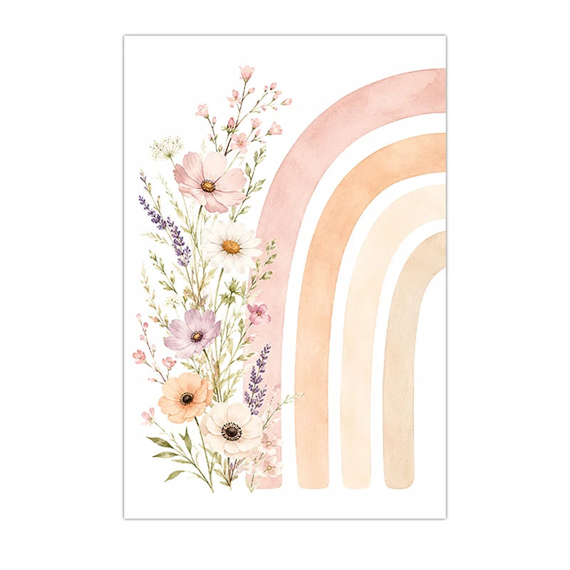 Custom Floral Rainbow Alphabet Canvas Wall Art – Kids Room