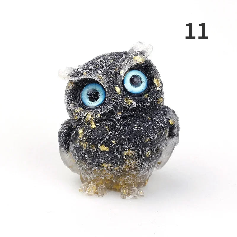 Natural Crystal Stone Gravel Owl Animal Crafts Hand Made Small