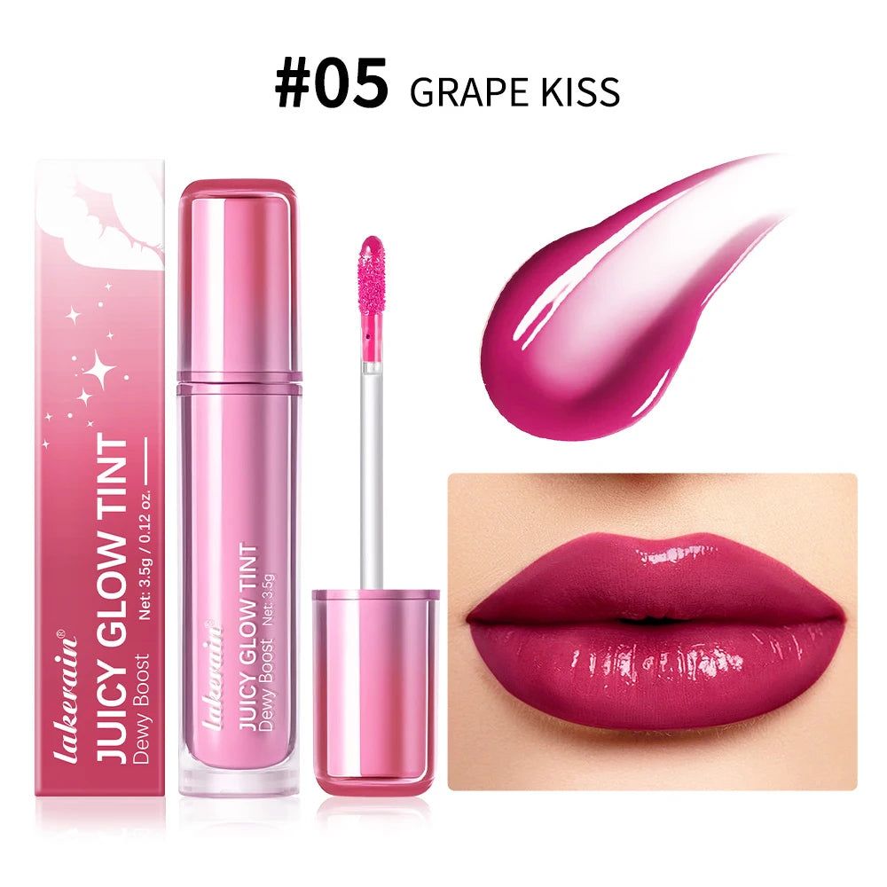 Waterproof Lip Gloss Long Lasting Moisturizing Halo Dyeing Mirror Glass Shine Color Cosmetics Care Oil Plumper Peaceful Pleasures Health and Wellness 5Grape Kiss
