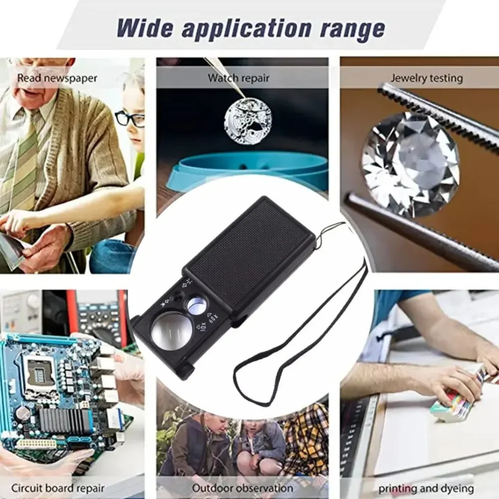30X 60X Dual Power Handheld Mini Jewelry Magnifier with LED and UV Light for Currency Detection and Coin Inspection Peaceful Pleasures Health and Wellness