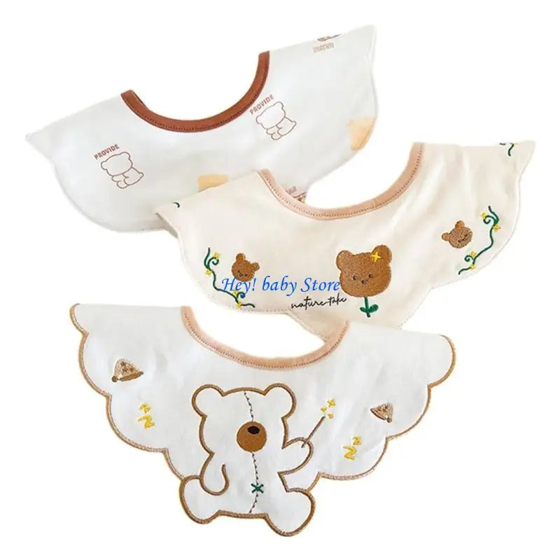 3-Pack Cotton Baby Bibs & Burp Cloths for Infants | Waterproof