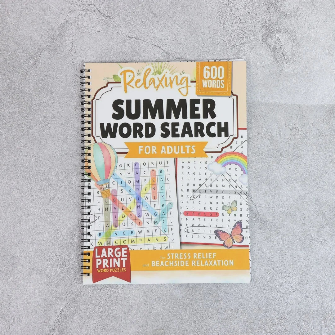 A4 Large Print Summer Word Search Book 600 Words Puzzles Adults