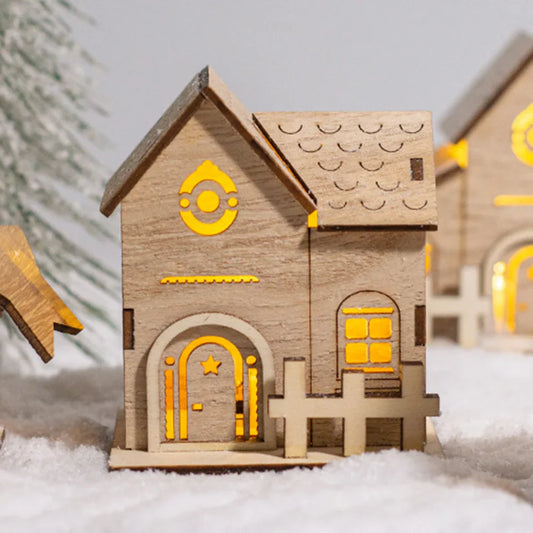 Battery-Powered Wooden Log Cabin Christmas Ornament Christmas Ornament Oasis Select