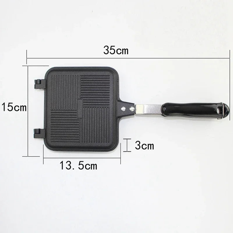 Double-Sided Non-Stick Sandwich Maker Iron Bread Toast Breakfast Machine Waffle Pancake Baking Barbecue Oven Mold Grill Frying Peaceful Pleasures Health and Wellness