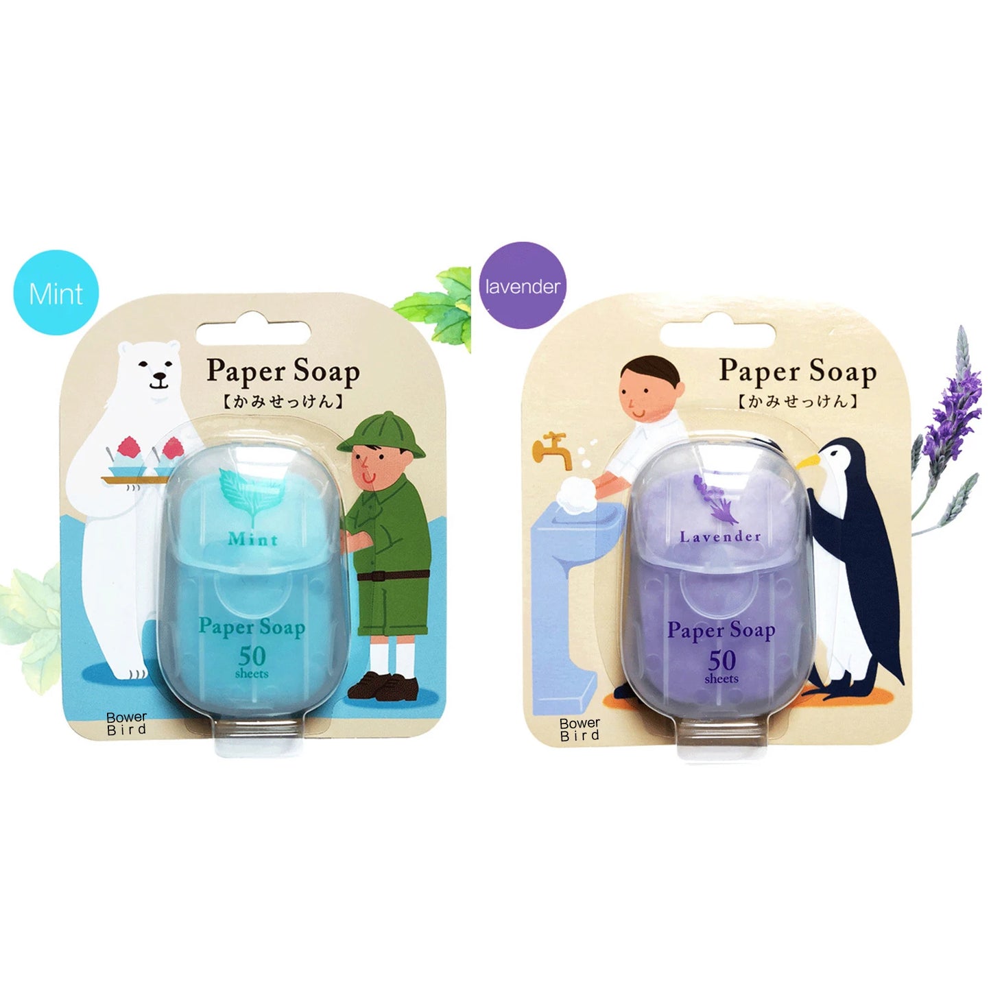 Paper soap, portable soap tablets, suction cardboard soap, 6 colors, 6 flavors, 50 tablets, disposable hand washing travel soap Peaceful Pleasures Health and Wellness Mint Lavender 50pcs
