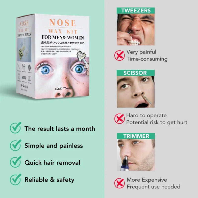 2026 Painless Nose Hair Removal Wax Kit, 50g Paper-Free Wax Beans, Compact Portable Depilation Set for Daily Nose Cleaning Peaceful Pleasures Health and Wellness