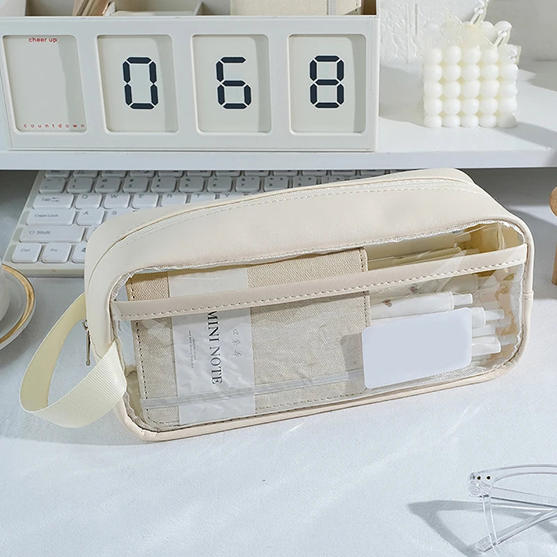 Transparent Large Capacity Pencil Case – Waterproof PVC Pouch