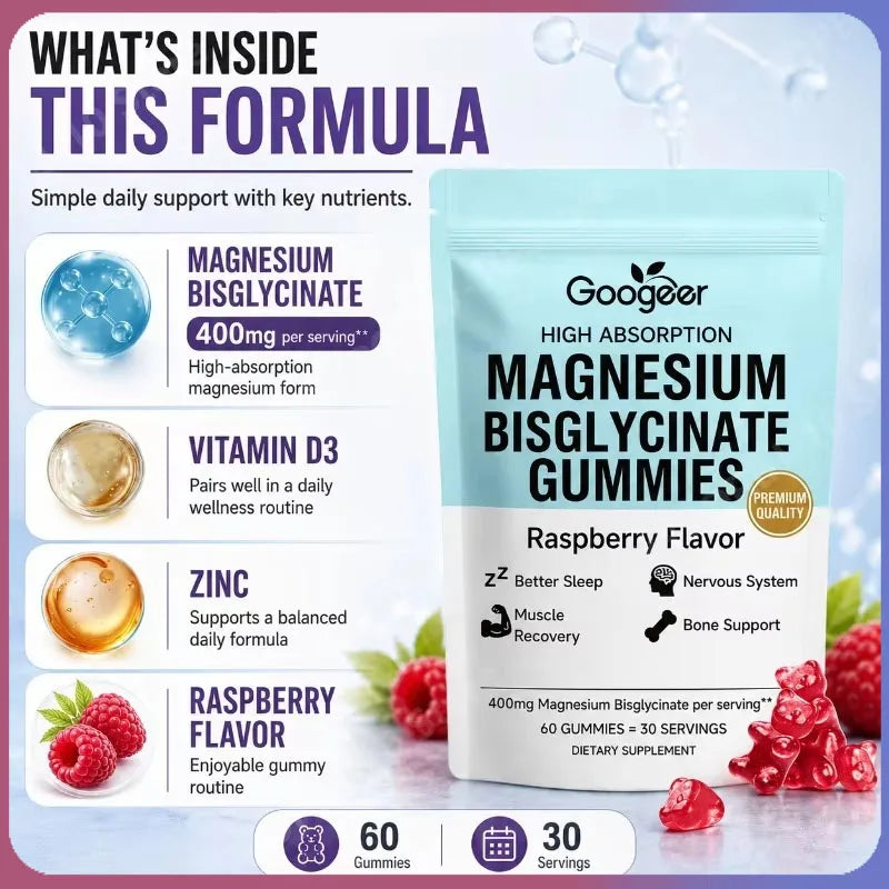 Magnesium Bisglycinate Gummies with D3 & Zinc | 60ct