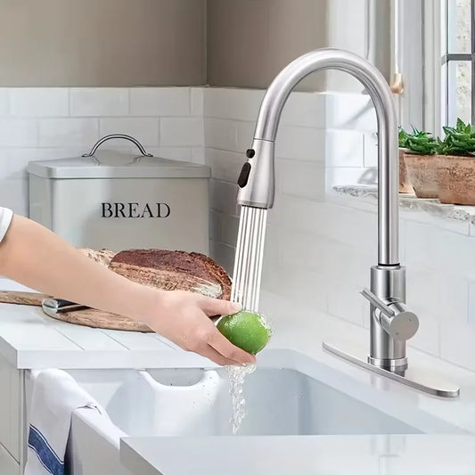 Pull-Down Kitchen Faucet Single Handle High Arc Brushed Nickel Kitchen Sink Faucet Peaceful Pleasures Health and Wellness