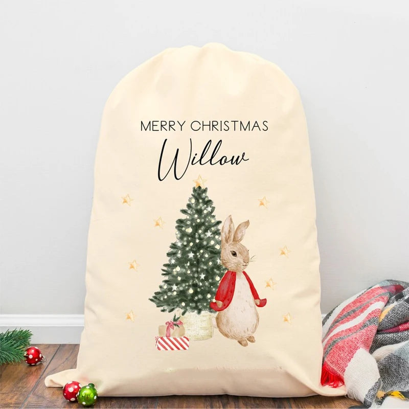 Personalised Bunny Santa Christmas Stocking Sack | Kids Gift