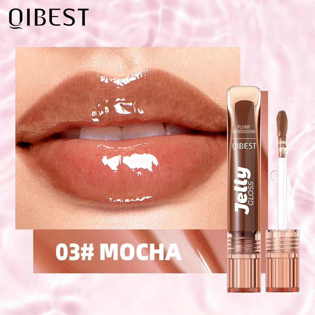 QIBEST Mirror Pearl Lip Gloss Long Lasting Moisturizing Lipstick Shine Glitter Lip Glaze Women Non Stick Cup Lip Tint Cosmetics Peaceful Pleasures Health and Wellness 03 Mocha