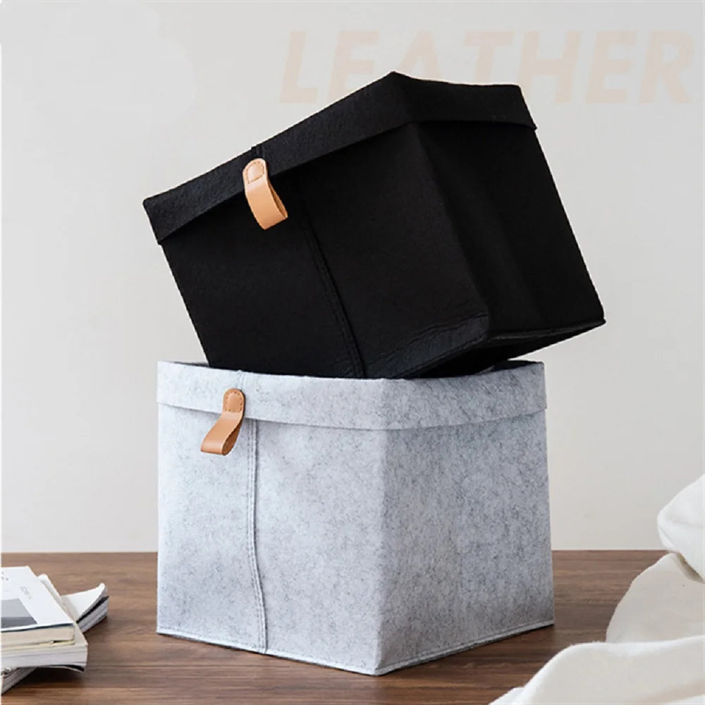 Various Clothes Felt Storage Baskets for Home Bathroom Office Toy Underwear Laundry Bucket Sundries Box for Dormitory Peaceful Pleasures Health and Wellness