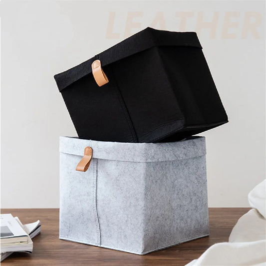 Various Clothes Felt Storage Baskets for Home Bathroom Office Toy Underwear Laundry Bucket Sundries Box for Dormitory Peaceful Pleasures Health and Wellness