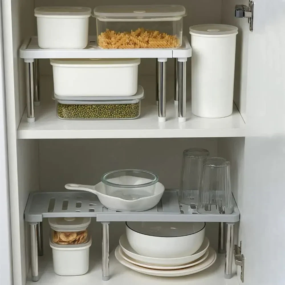 Expandable Cabinet Shelf Organizer | Adjustable Storage Rack