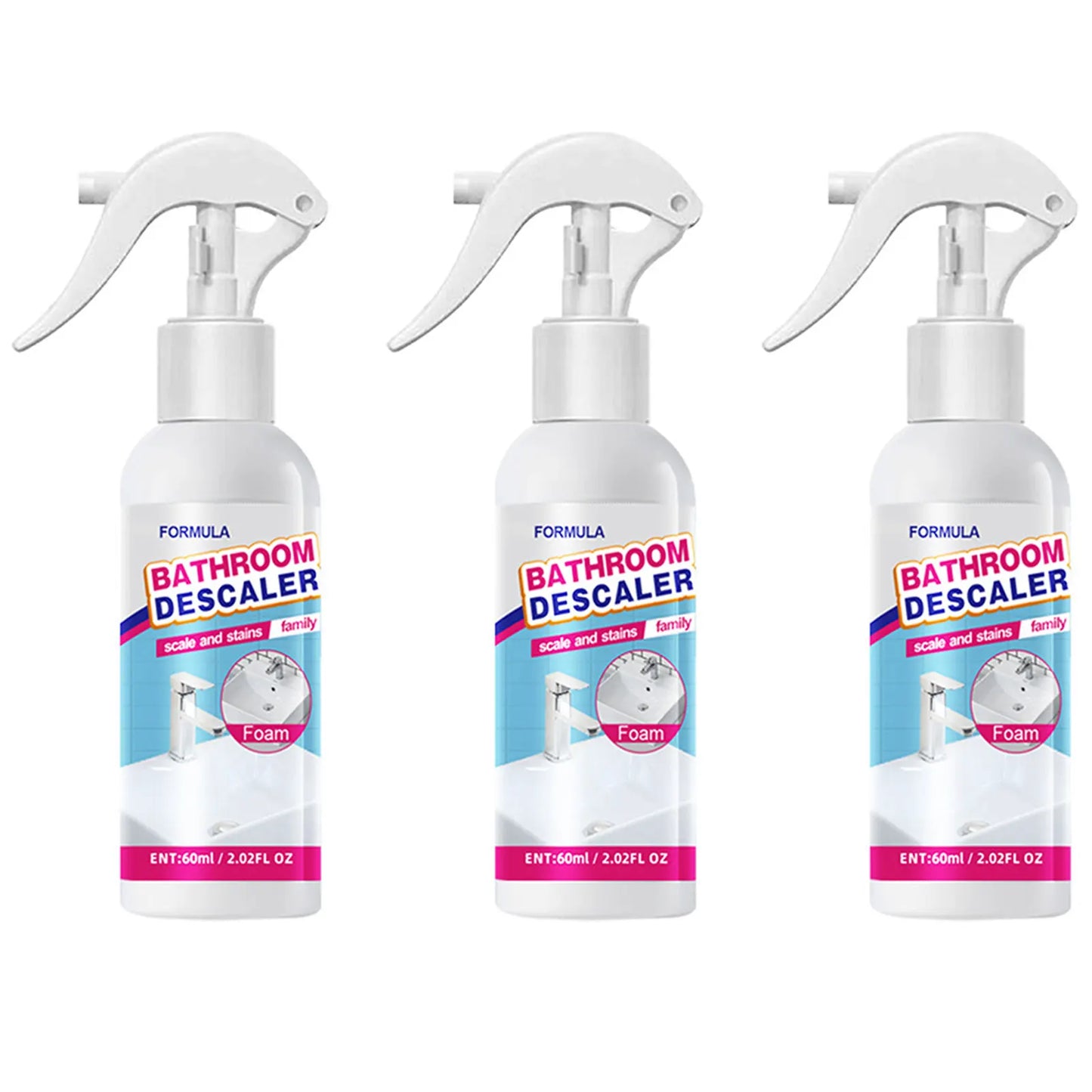Anti-Limescale Foam Spray Bathroom Descaler Foam Powerful Cleaner Spray All Purpose Stubborn Stains Cleaner For Tiles Bathtubs Peaceful Pleasures Health and Wellness 3pcs