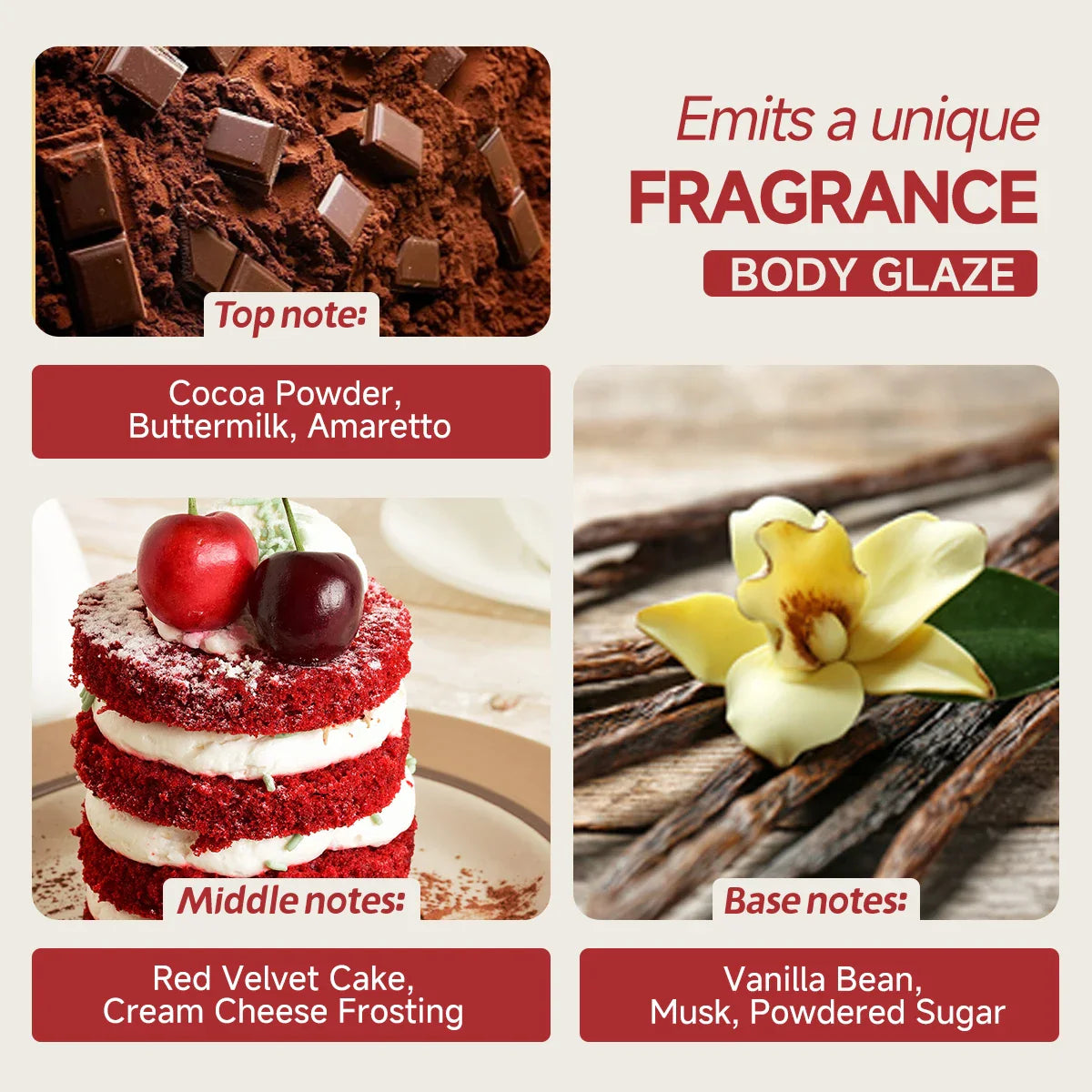 Red Velvet Body Glaze – Moisturizing Skin Tone Evening Cream