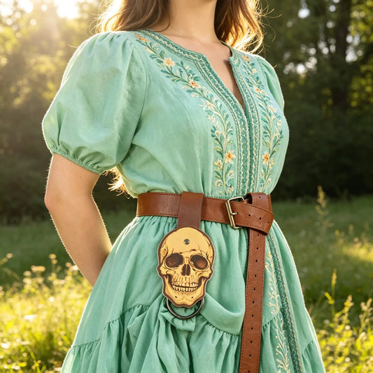 UYEE Skull Pattern Leather Waist Clip Medieval Dress Lifting Holder Peaceful Pleasures Health and Wellness