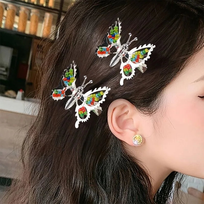 1/2pc 3D Movable Butterfly Shaped Hair Clip Metal Hollow Metallic Flying Butterfly Barrette Kit Hair Accessories silver gold Peaceful Pleasures Health and Wellness