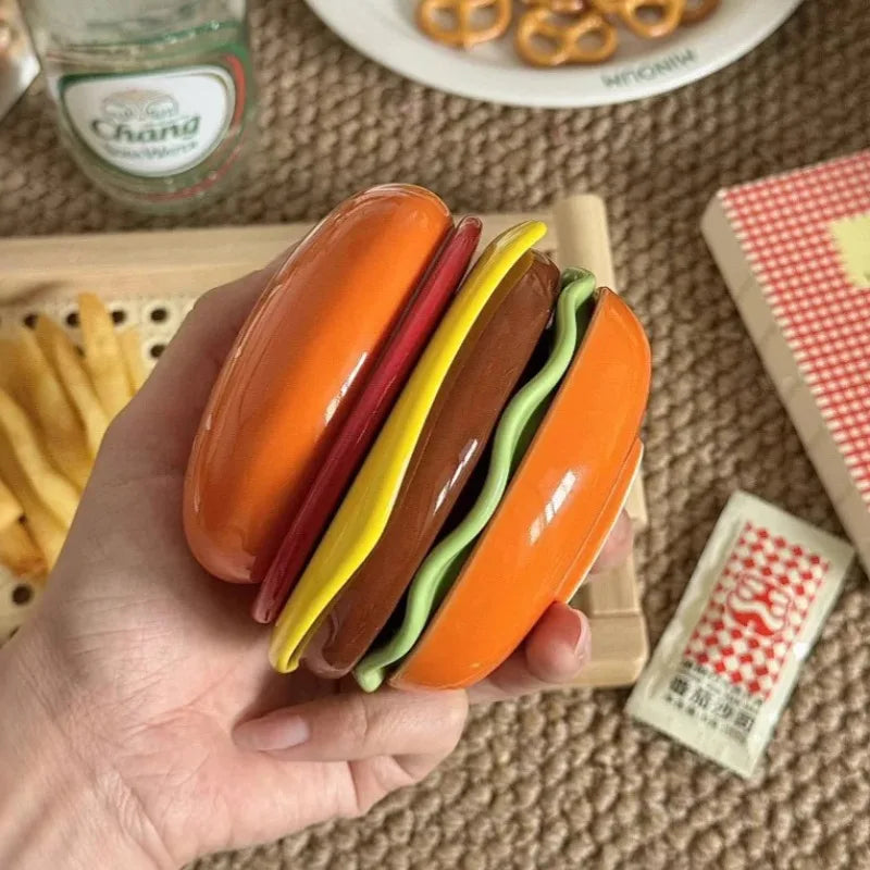 Cute Hamburger Shaped Bone Spitting Dish Set Household Dining Plates Dipping Utensil High Value Dish Dipping Utensil Practical Peaceful Pleasures Health and Wellness Burger seasoning dis
