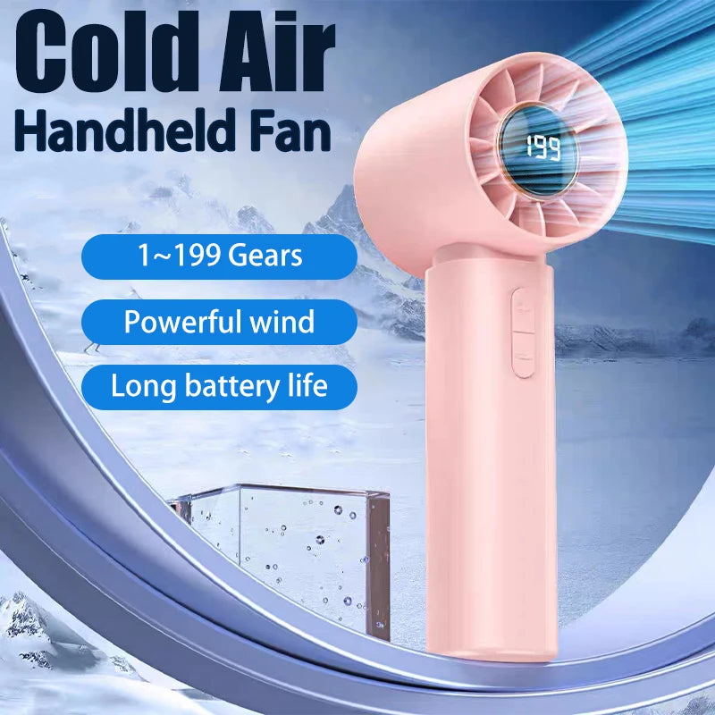Lenovo Handheld Small Cold Air Fan High-speed Portable USB Rechargeable Mini Cooling Device for Summer Office Desktop Outdoor Peaceful Pleasures Health and Wellness