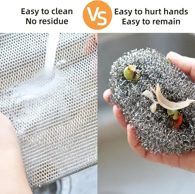 Steel Wire Cleaning Cloths – Double Layer Scrubbing Pads 5-Pack