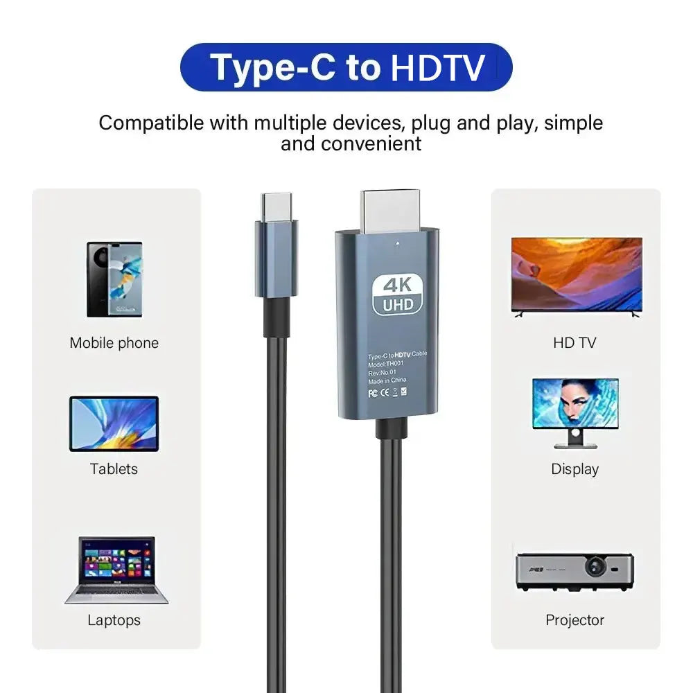 4K 60Hz USB-C to HDMI 2.0 Cable – iPhone 15, MacBook & TV Peaceful Pleasures Health and Wellness