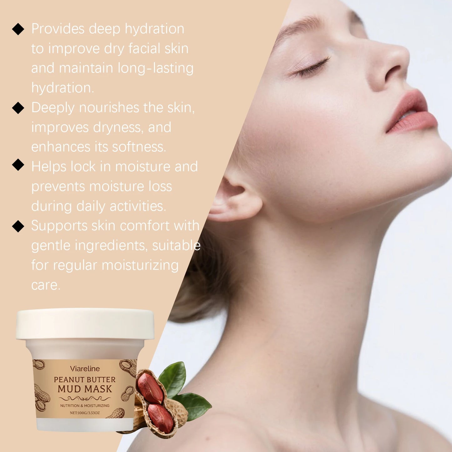 Viareline Peanut Mud Mask – Hydrating Pore-Cleansing Face Mask