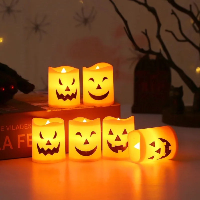 Halloween Flickering LED Candle Holders – Skull Ghost Pumpkin