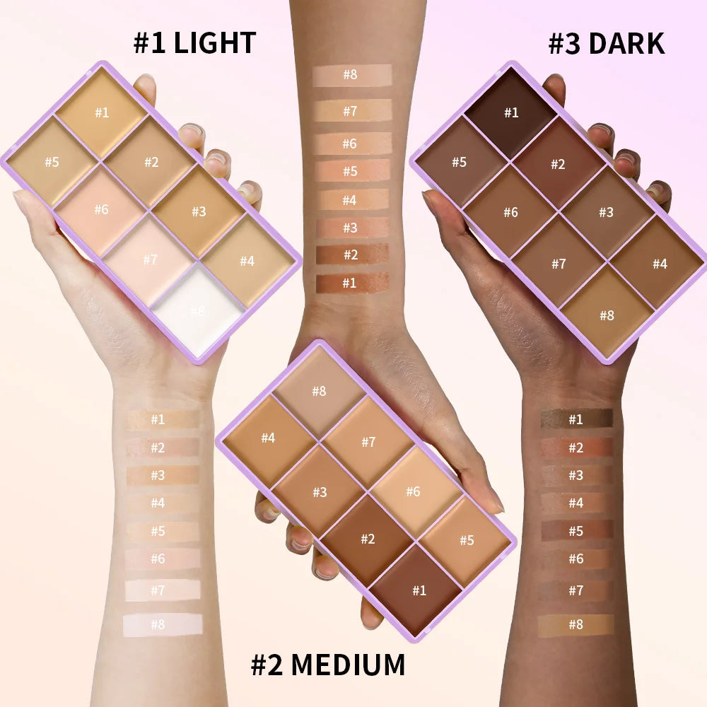 8 Shade Fade Palette Soft Matte Texture Cover Dark Circles, Redness, Skin Blemishes Waterproof Sweatproof Long-wearing Concealer Peaceful Pleasures Health and Wellness
