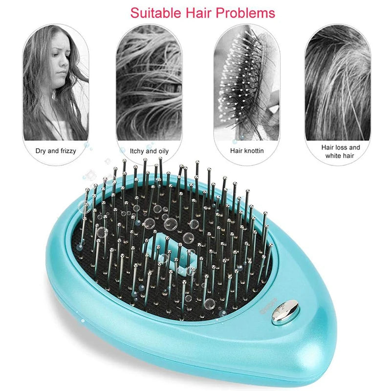 New Product Electric Sonic Vibration Magnetic Massage Comb Ion Anti-static Mini Hair Straightening Comb Peaceful Pleasures Health and Wellness