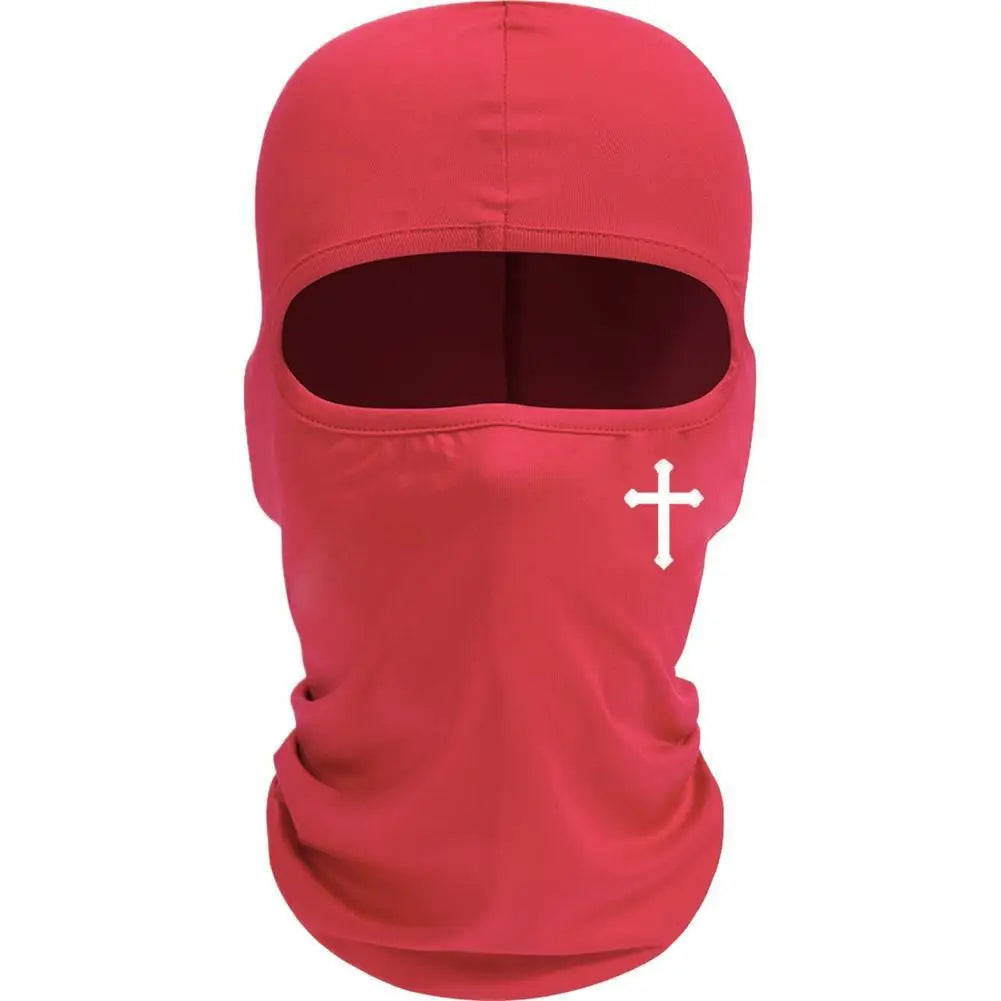 Christian Cross Balaclava Full Face Mask | Breathable Ski Mask Balaclava Face Mask Peaceful Pleasures Health and Wellness Red