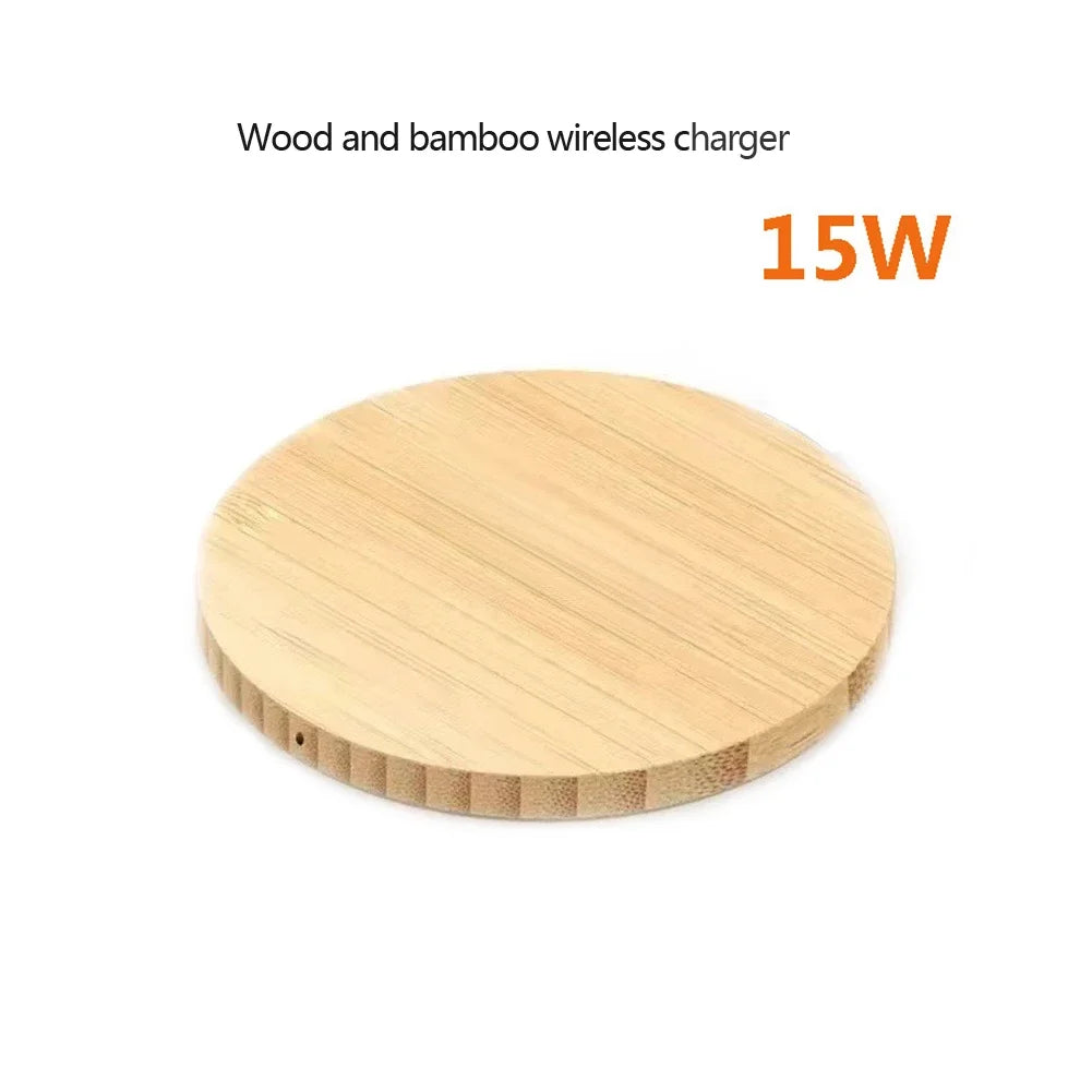 Bamboo 15W Qi Wireless Charger – USB-C Fast Charging Pad