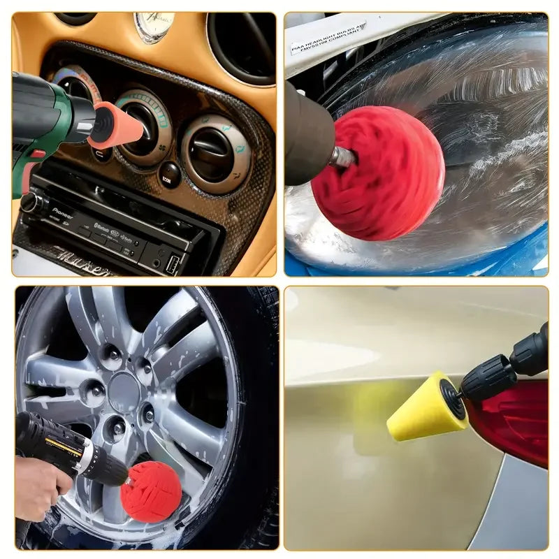 Car Wheel Hub Polishing Sponge Cone – Rim Cleaner Tool
