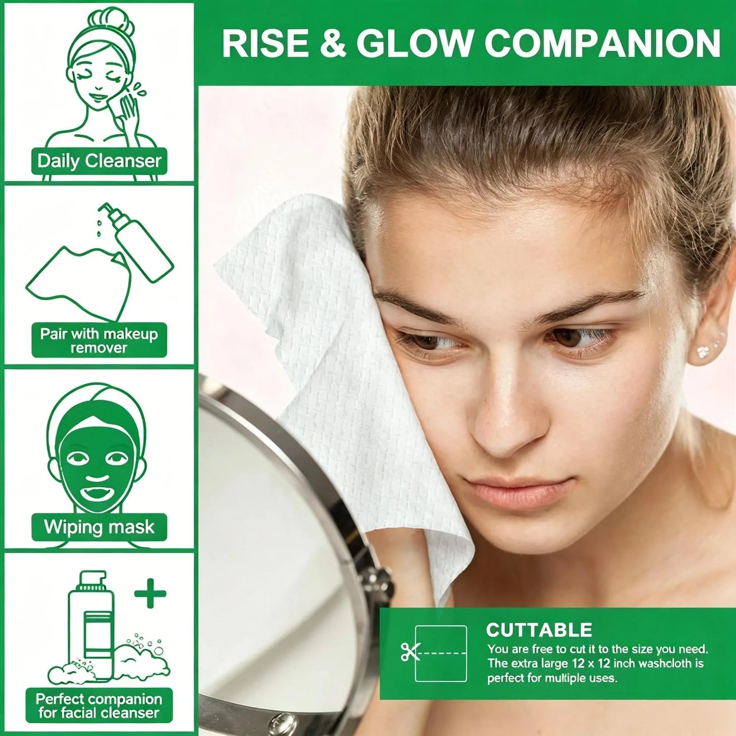 Disposable Biodegradable Face Towels – Lint-Free 50 Count