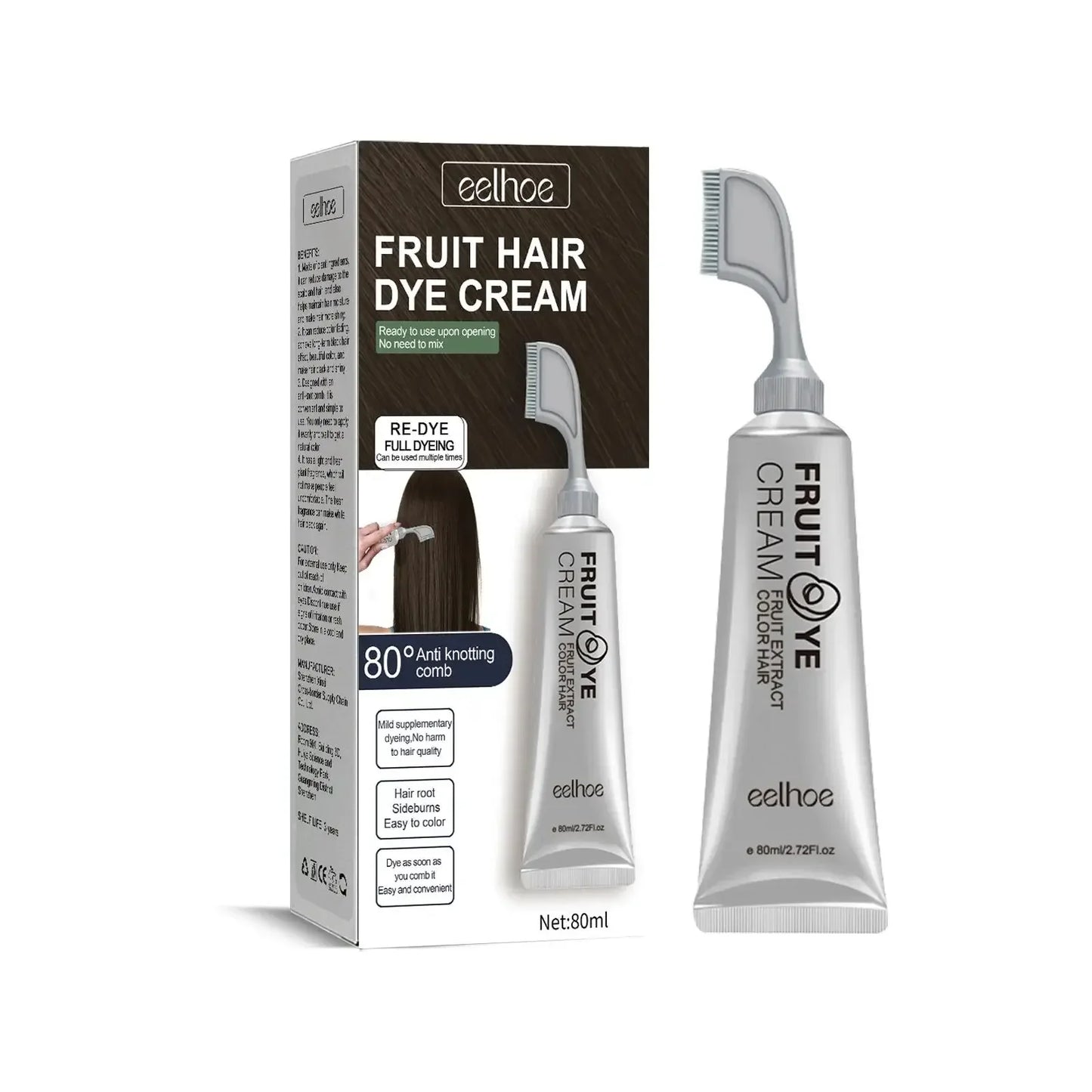 Plant-Based Permanent Hair Dye Cream for Gray Coverage Peaceful Pleasures Health and Wellness Brownish Black