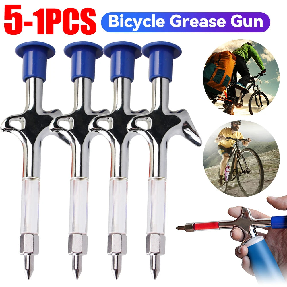 Bicycle Aluminum Grease Gun Aluminum Alloy MTB Bike Ball Bearing Hub Grease Syringe Bicycle Oil Lubricant Cycling Repair Tool Peaceful Pleasures Health and Wellness