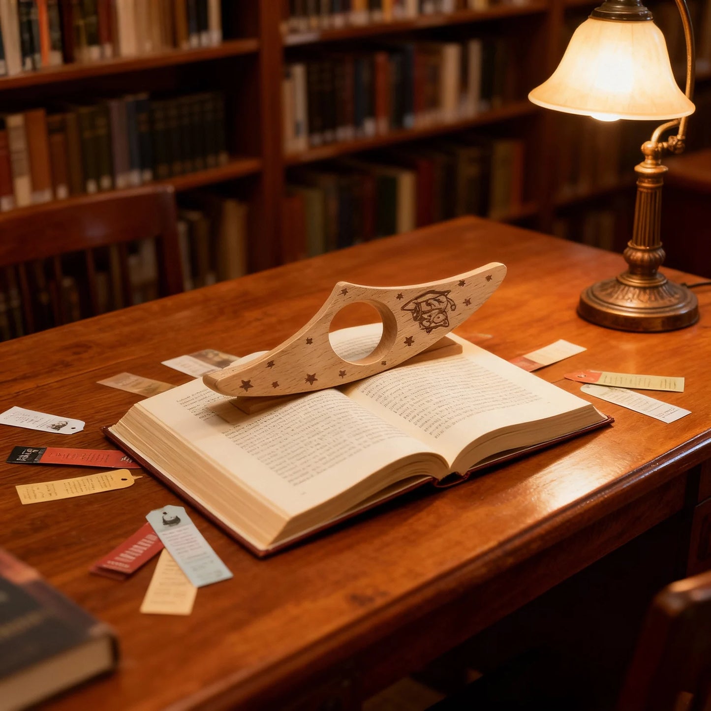 Wooden Thumb Bookmark – One-Hand Page Holder Clip for Books
