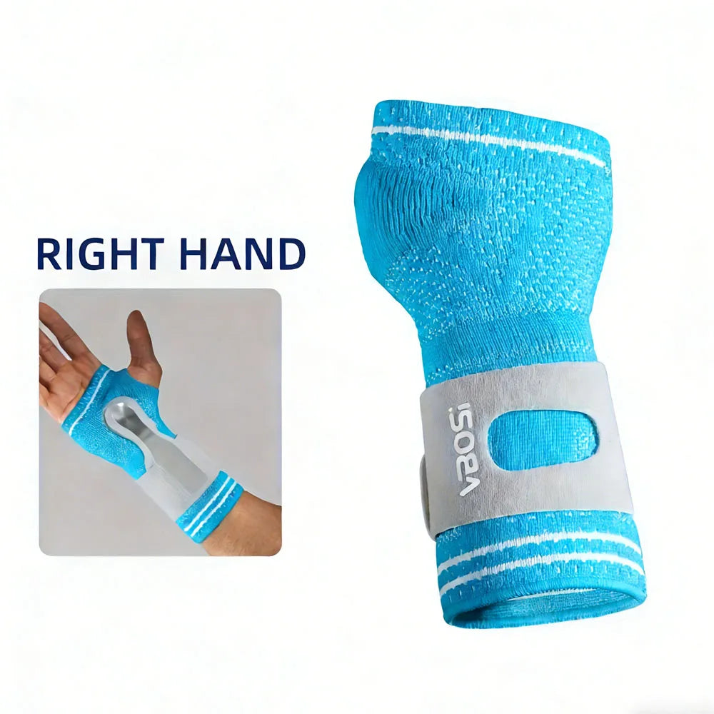 1pc Wrist Palm Support with Removable Metal Stays and Straps, Adjustable Brace Right Left Hand for Women And Men Peaceful Pleasures Health and Wellness Blue-Right L