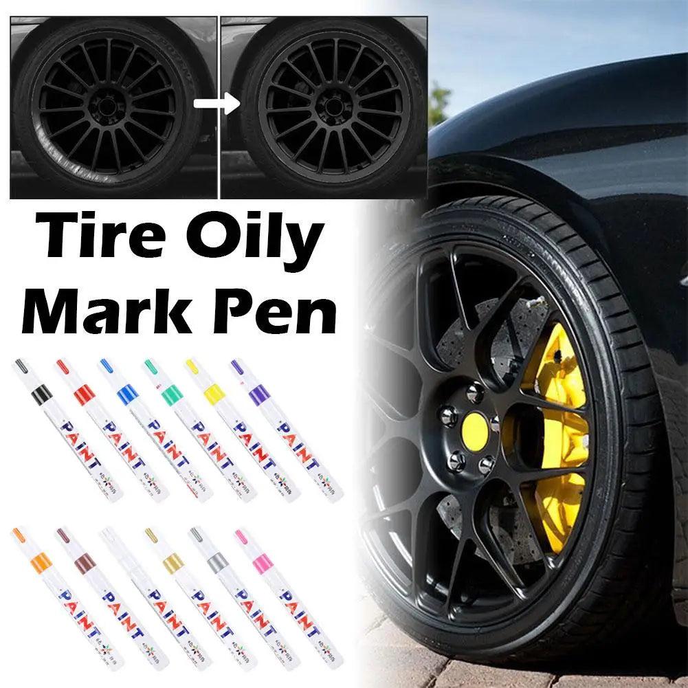 Color Waterproof Cars Wheel Tire Oily Mark Pen Auto Rubber Tyre Paint Pen Cd Metal Permanent Paint Marker Graffiti Touch Up Peaceful Pleasures Health and Wellness
