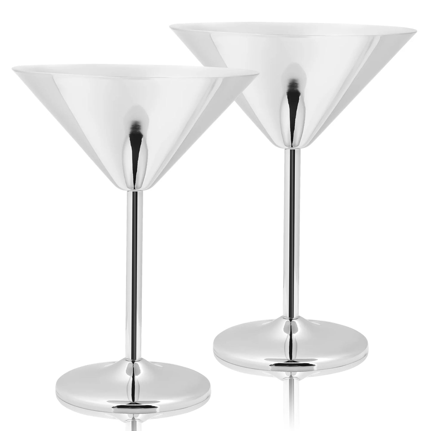 2PCS 304 Stainless Steel Martini Cocktail Glass Champagne Goblet Wine Cup Rose Gold Personalized Design Metal Utensils Peaceful Pleasures Health and Wellness Silver 2PCS