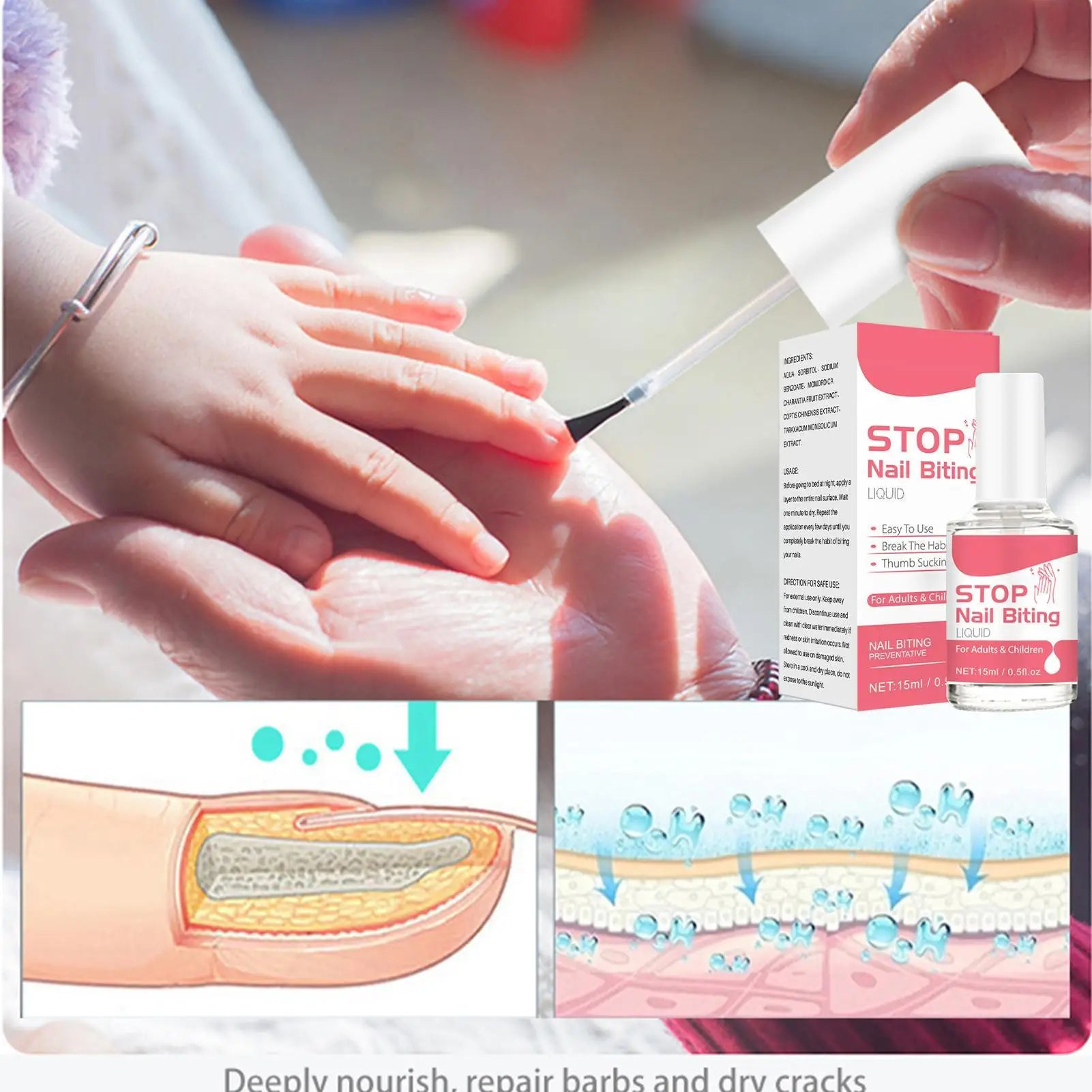 Bitter Nail Biting Stopper Solution 15ml – Non-Toxic for Kids Nail Biting Deterrent Peaceful Pleasures Health and Wellness