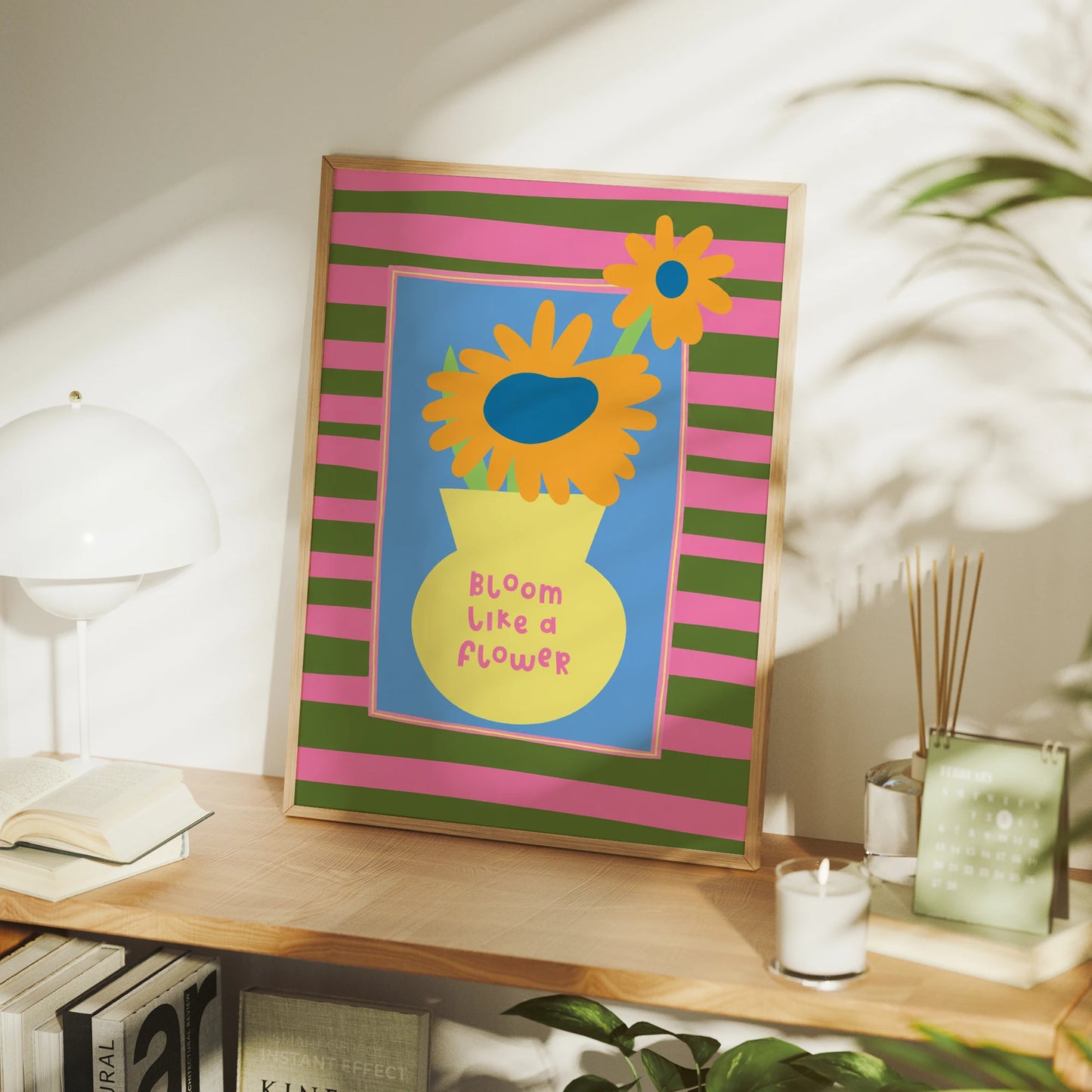 Retro Bloom Flower Canvas Wall Art Print | Home Decor Poster