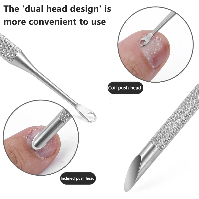 Stainless Steel Double-Headed Cuticle Pusher & Nail Tool