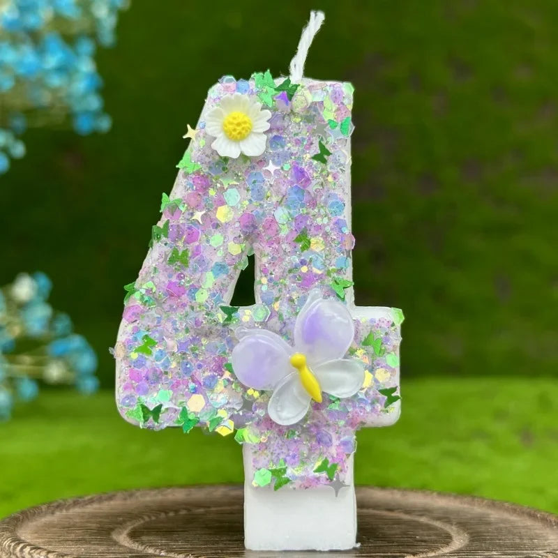 Number Cake Candle Butterflies Flowers Birthday Candle 1 2 3 4 5 6 7 8 9 3D Number Candle Cake Topper Birthday Party Cake Decor Peaceful Pleasures Health and Wellness 4