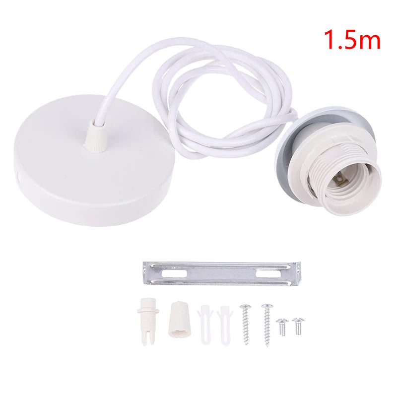 Home Retro E27 Hanging Lamp Holder With 1m/1.5m Hanging Wire Ceiling Lamp Holder Socket Lamp Base For Hanging Pendant Lights Peaceful Pleasures Health and Wellness 150cm White